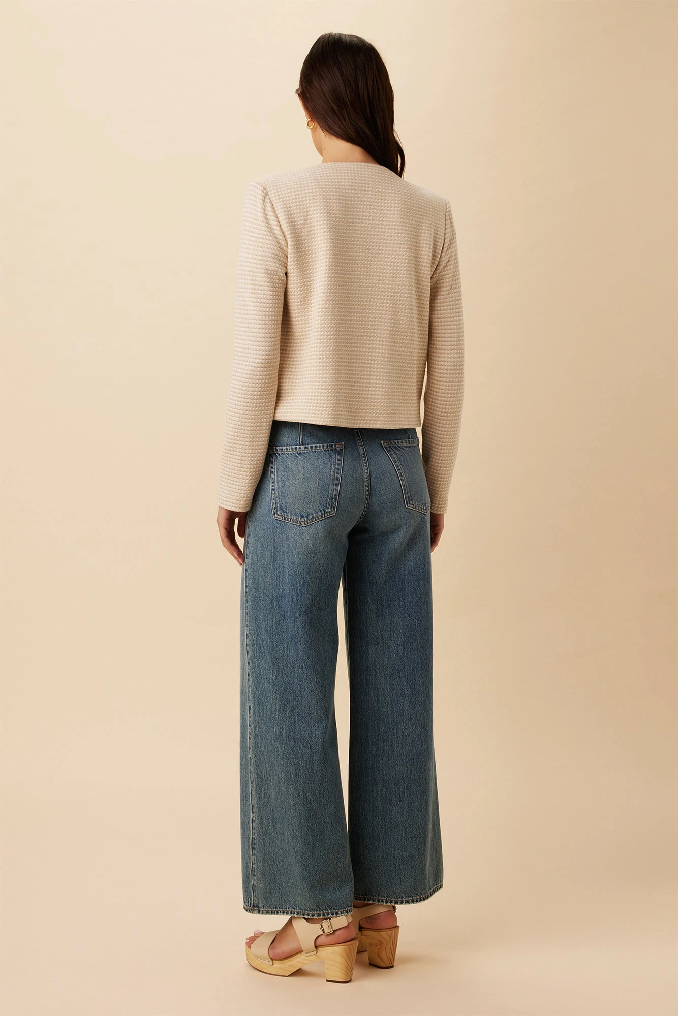 Erin Scallop Knit Jacket - Natural Oatmeal 3 Erin Scallop Knit Jacket - Natural Oatmeal - Image 3