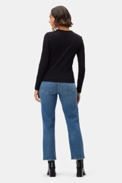 Eleanor Long Sleeve Baby Rib Tee - Black -AGOLDE Style 10277 Eleanor LS Black 3