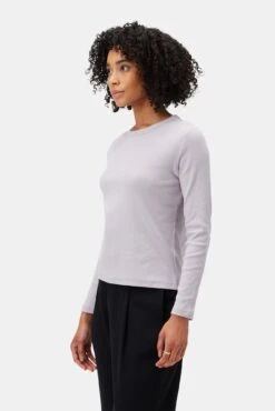 Eleanor Long Sleeve Baby Rib Tee - Lilac 6 Eleanor Long Sleeve Baby Rib Tee - Lilac -AGOLDE Style 10277 Eleanor LS Lilac 2