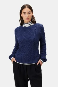 Faedra Organic Cotton Sweater - Navy