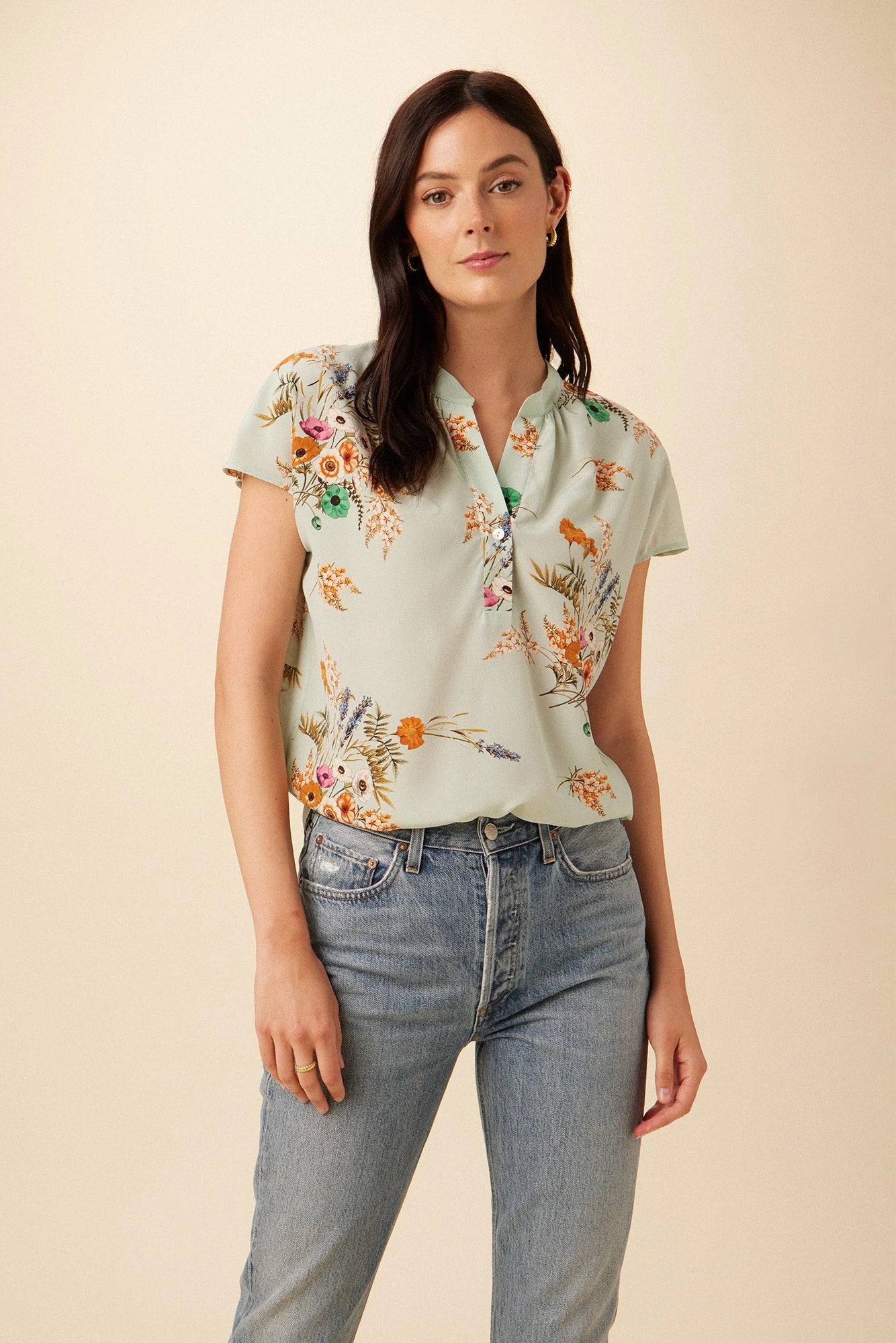 Renata Washable Silk Blouse - Cannes Floral 1 Renata Washable Silk Blouse - Cannes Floral