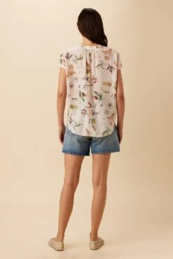 Renata Washable Silk Blouse - Botanic Floral Ivory -AGOLDE Style 1068 Renata Silk Botanic Floral Ivory 3