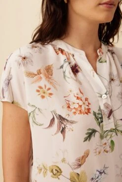 Renata Washable Silk Blouse - Botanic Floral Ivory -AGOLDE Style 1068 Renata Silk Botanic Floral Ivory 4