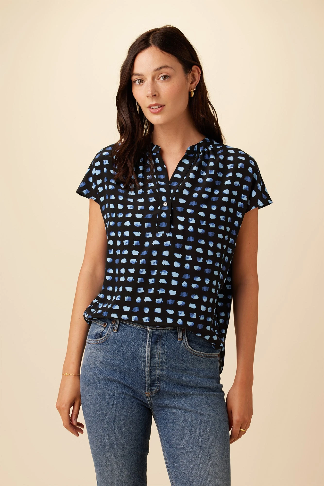 Renata Washable Silk Blouse - Squared Up Black 1 Renata Washable Silk Blouse - Squared Up Black