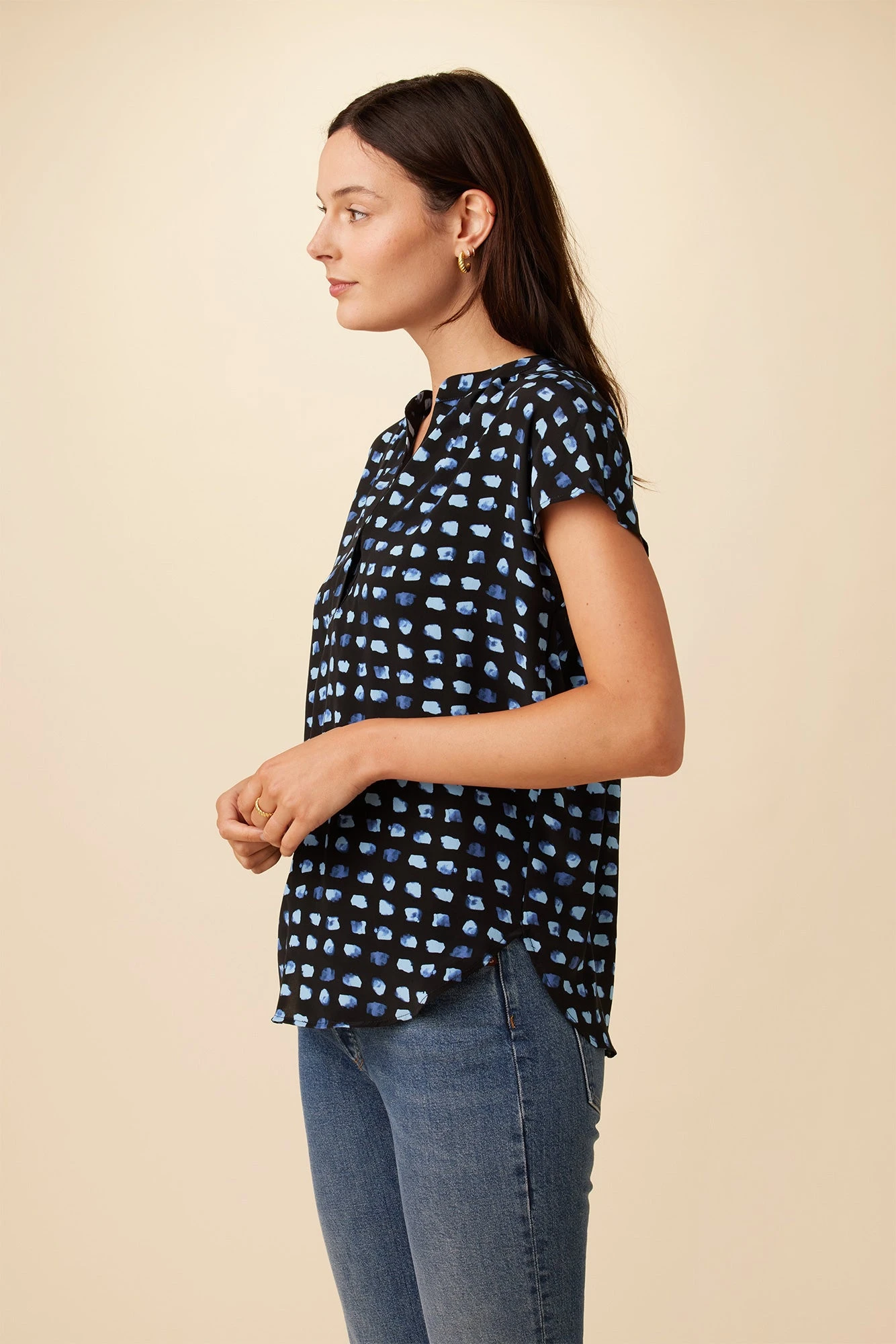 Renata Washable Silk Blouse - Squared Up Black 2 Renata Washable Silk Blouse - Squared Up Black - Image 2