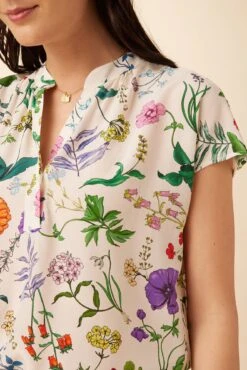 Renata Washable Silk Blouse - Stella Floral White -AGOLDE Style 1068 Renata Stella White 4
