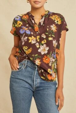 Renata Washable Silk Blouse - Palermo Print