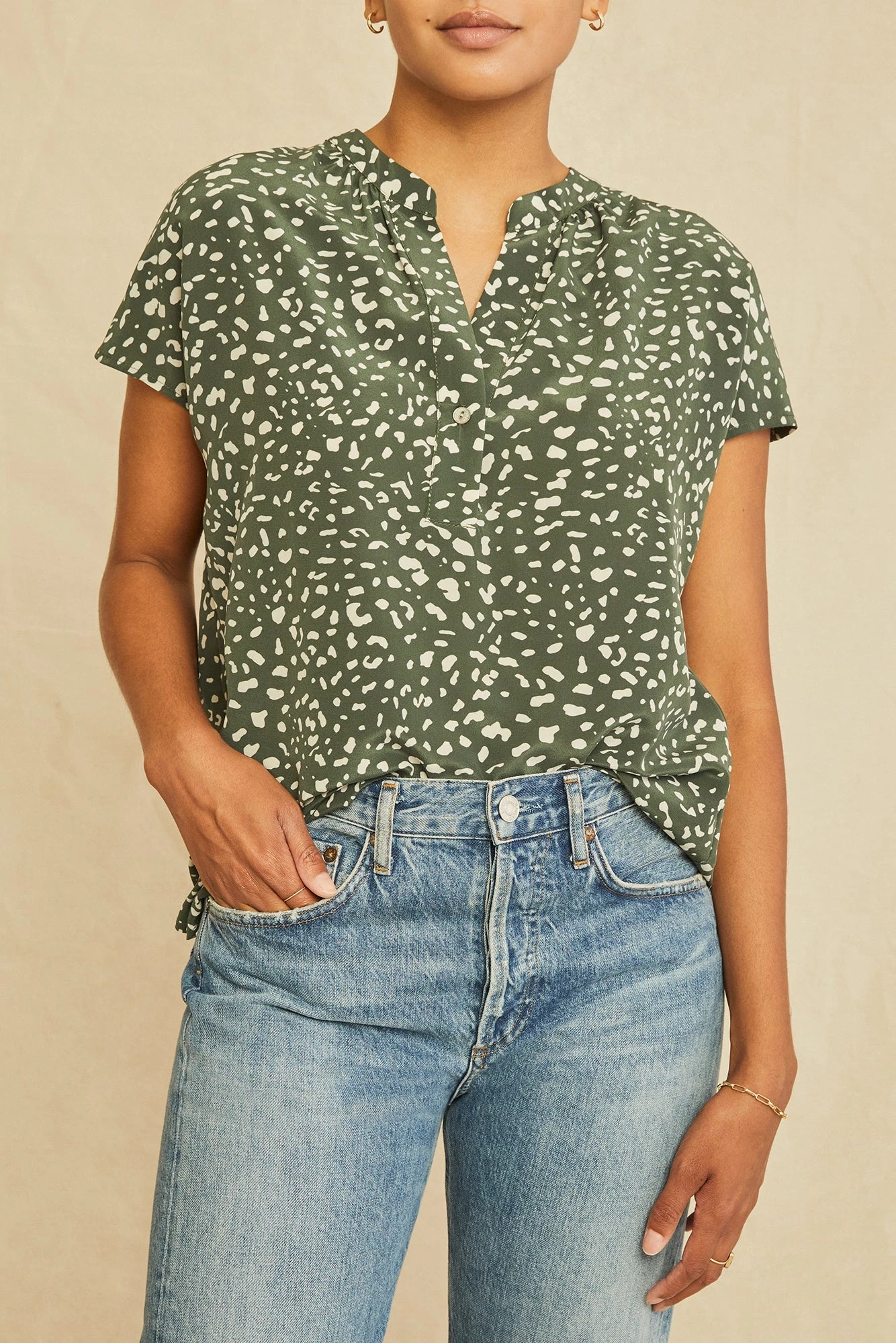 Renata Washable Silk Blouse - Rocher Dot 1 Renata Washable Silk Blouse - Rocher Dot