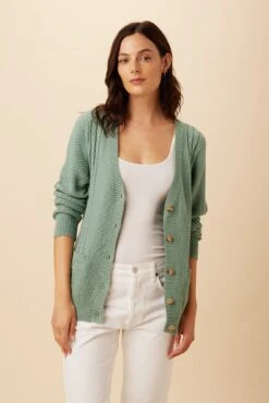 Astra Organic Cotton Cardigan - Blue Green