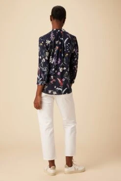 Charlotte 3/4 Sleeve Ecovero Blouse - Gemini Navy -AGOLDE Style 16 10143 Charlotte Viscose Gemini Navy 3