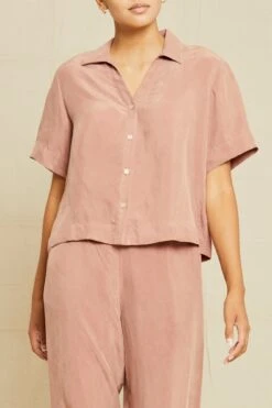 Monroe Cottonseed Cupro Pajama Top - Quartz