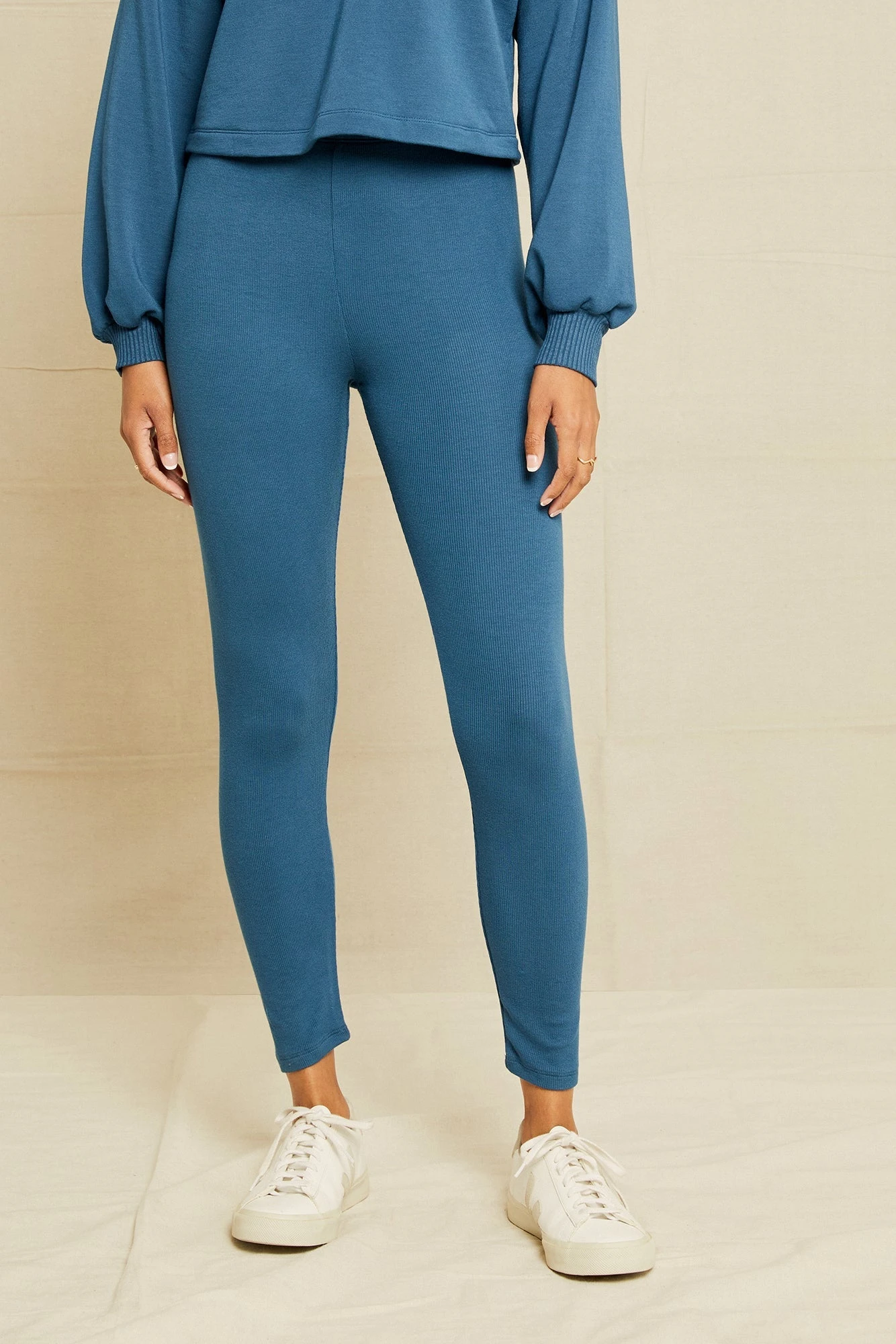 Magda Cropped Dream Rib Leggings - Azure 1 Magda Cropped Dream Rib Leggings - Azure