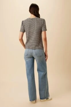 Odilia Scallop Knit Tee - Natural Black -AGOLDE Style 2304 SS Scalloped Odilia Natural Black 3