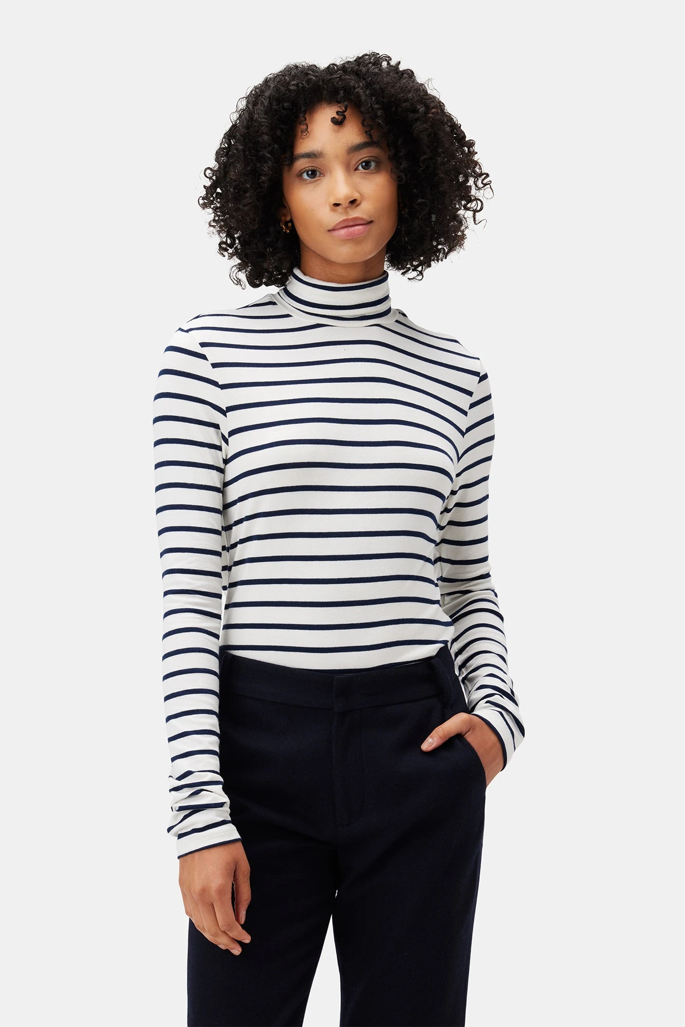 Flannery Dream Knit Turtleneck - Marine Stripe 2 Flannery Dream Knit Turtleneck - Marine Stripe - Image 2