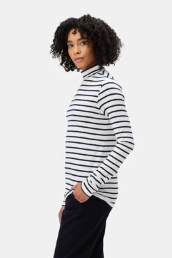 Flannery Dream Knit Turtleneck - Marine Stripe 6 Flannery Dream Knit Turtleneck - Marine Stripe -AGOLDE Style 2518 Flannery Stripe Harbor Stripe Marine 2