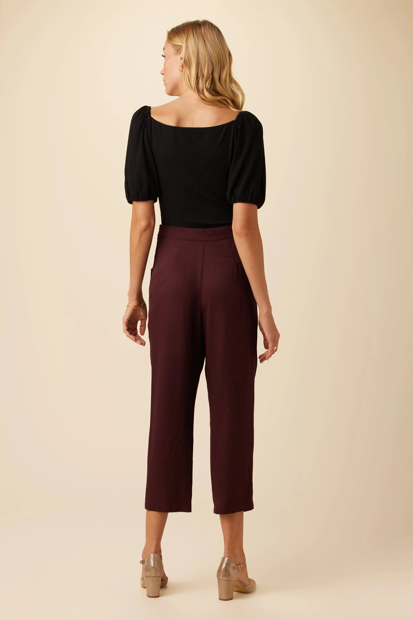 Anissa Tencel Twill Pant - Wine 4 Anissa Tencel Twill Pant - Wine - Image 4