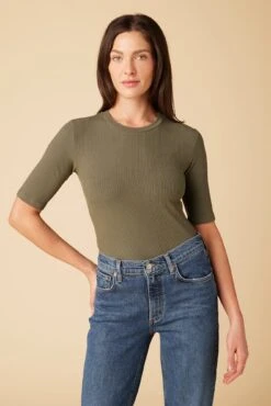 Jane Paris Rib Top - Calla Green