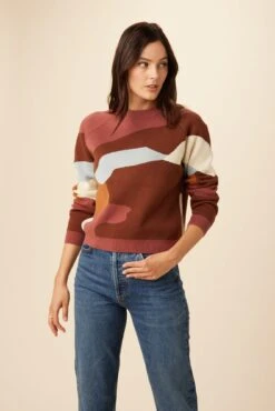 Azalea Organic Cotton Sweater - Autumn Abstract
