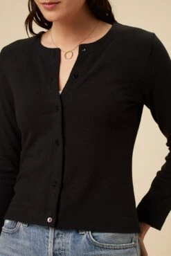 Minna Sweater Knit Cardigan - Black -AGOLDE Style 7924 Minna Black 4