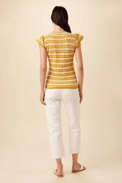 Kelso Organic Cotton Blouse - Ivory And Sunflower -AGOLDE Style 7954 Kelso Ivory Sunflower 3