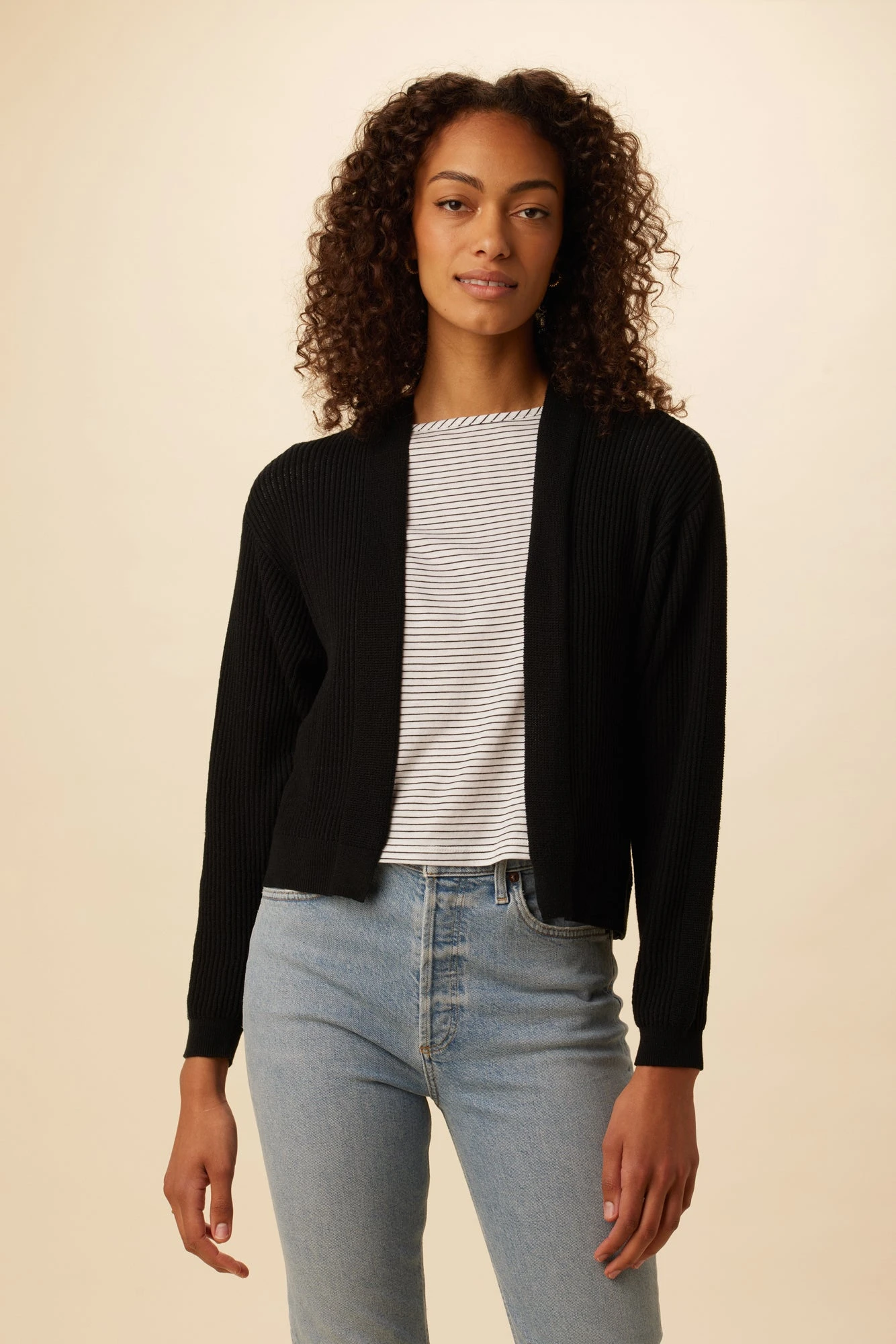 Caroline Organic Cotton Cardigan - Black 1 Caroline Organic Cotton Cardigan - Black