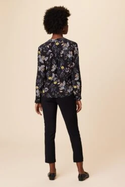 Kaya Washable Silk Blouse - French Jardin Black -AGOLDE Style 8509 Kaya French Jardin Black 3
