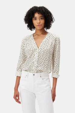 Kaya Washable Silk Blouse - Doucet Dot Ivory