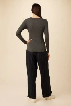 Itana Long Sleeve Dream Rib Tee - Anthracite -AGOLDE Style 9456 LS Itana Anthracite 3