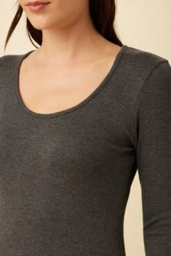Itana Long Sleeve Dream Rib Tee - Anthracite -AGOLDE Style 9456 LS Itana Anthracite 4