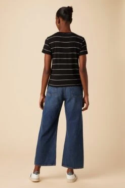 Berkeley Dream Knit Tee - Black Havana Stripe -AGOLDE Style 9493 SS Berkeley Black Havana Stripe 3