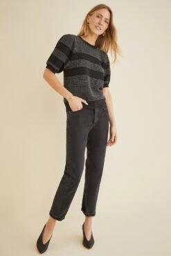 Liza Sweater Tee - ReAmour -AGOLDE Style 9666 Liza Black Texture Stripe 2151 web ec26ebd5 708f 4f17 a14a 3c766b090500