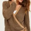 Veda Wrap Cardigan - Tan Black - ReAmour