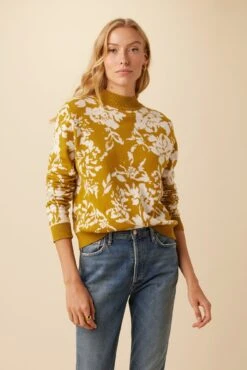 Almira Organic Cotton Sweater - Chartreuse Ivory