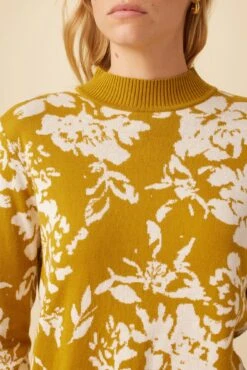 Almira Organic Cotton Sweater - Chartreuse Ivory -AGOLDE Style 9895 Almira Chartreuse Floral 4