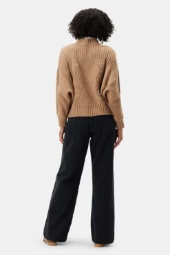 Cameryn Cable Knit Wool Sweater - Camel -AGOLDE Style Cameryn Sweater Camel 3