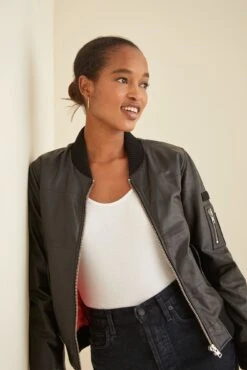 Deadwood Combo Black Leather Bomber Jacket