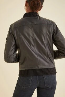 Deadwood Combo Black Leather Bomber Jacket -AGOLDE Style DEADWOOD Combo Bomber Jacket Black 1171 web