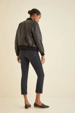 Deadwood Combo Black Leather Bomber Jacket -AGOLDE Style DEADWOOD Combo Bomber Jacket Black 3504 web