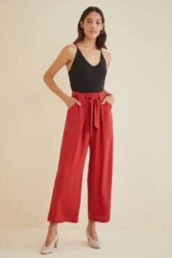 Eldora Wide Leg Pants - Red - ReAmour