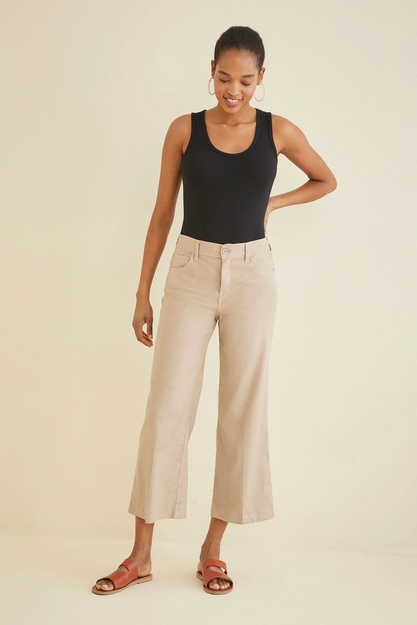 Annabelle Wide Leg Cropped Pant - Raw Sugar