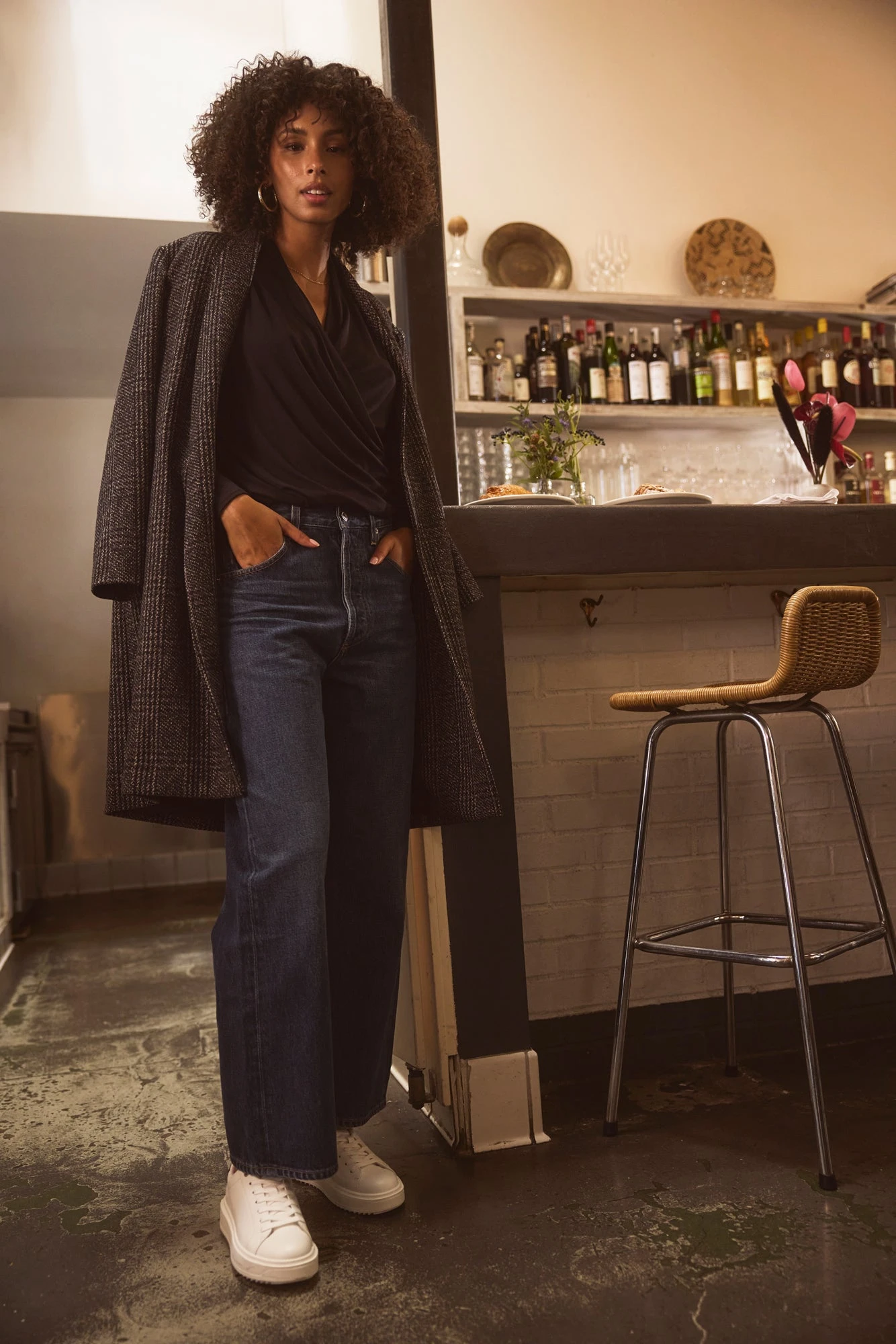 Zuly Wool Twill Coat - Black Grey Plaid 2 Zuly Wool Twill Coat - Black Grey Plaid - Image 2