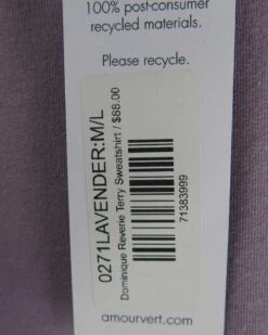 Dominique Reverie Terry Sweatshirt - Lavender - ReAmour -AGOLDE Style recurate submission 27486