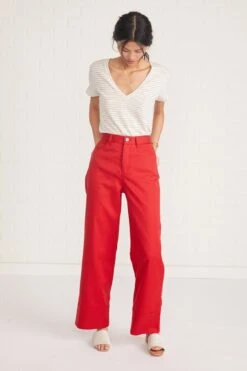 Kowtow Stage Pant -AGOLDE Style stage pant red 018 web